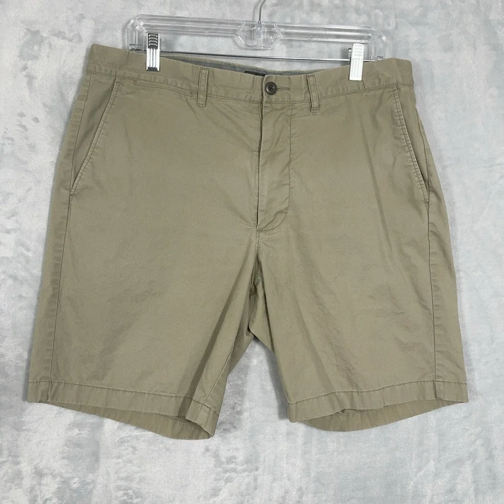 J‎ Crew Shorts Mens 35 Green Chino Flat Front 8.5 Inseam Stretch Preppy Summer